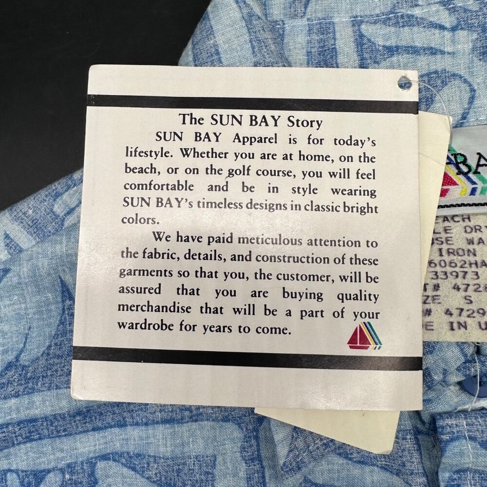 Vintage Hawaiian Shirt Small Blue Floral Short Sleeve 1980s Sears Sun Bay USA - Picture 6 of 10